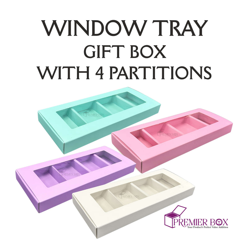 Window Tray Gift box with 4 partitions