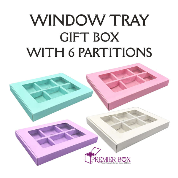 Window Tray Gift box with 6 partitions